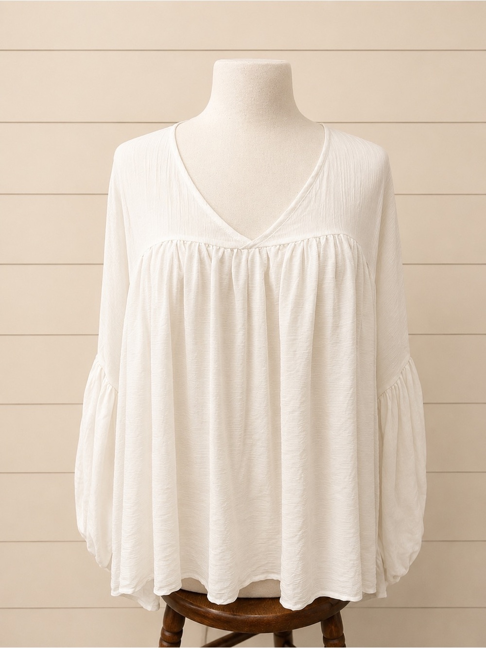 V-Neck Babydoll Style Transparent Blouse